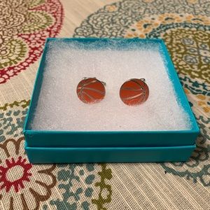 NEW silver/orange basketball cufflinks